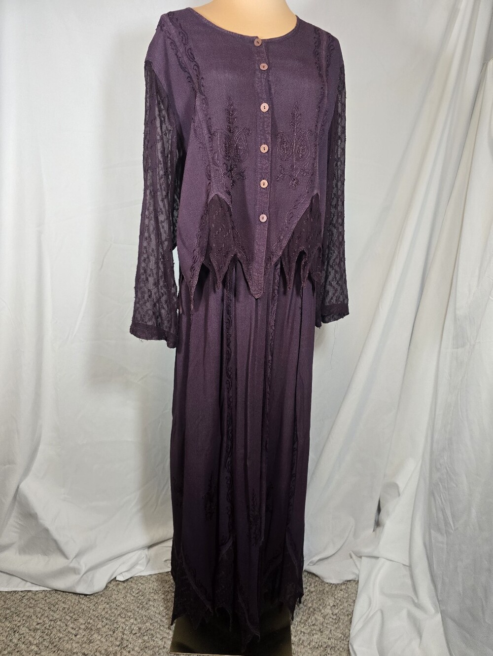 Boho Long Sleeve Maxi Skirt Set in Deep Plum (Purple)